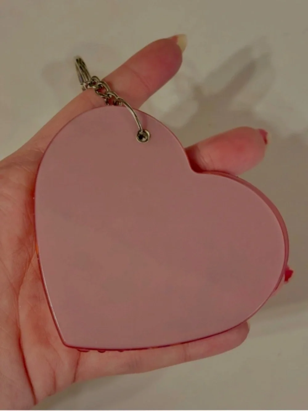 Set of 2 Heart Shaped Comb & Mirror Keychain Purse Charm Travel Compact Pink New